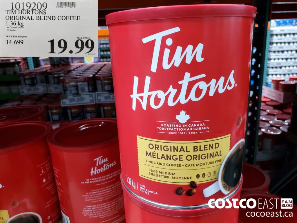 1019209 TIM HORTONS ORIGINAL BLEND COFFEE 1 36 KG 19 99 Costco East Fan Blog
