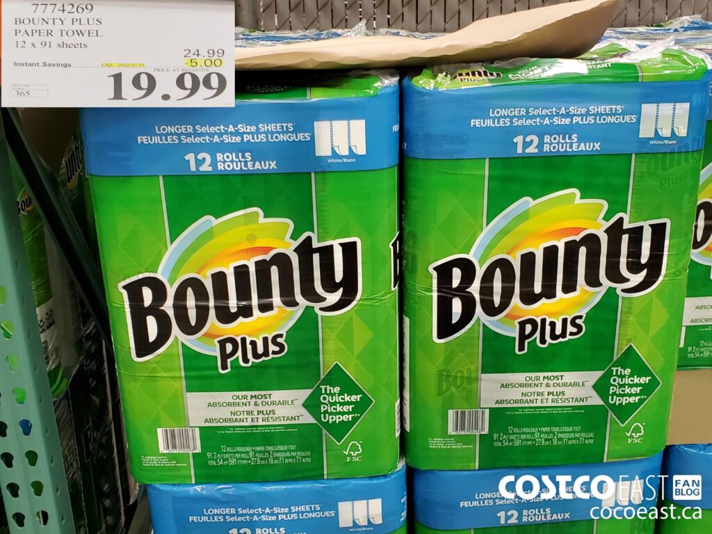 7774269 BOUNTY PLUS PAPER TOWEL 12 x 91 sheets 5 00 INSTANT SAVINGS ...