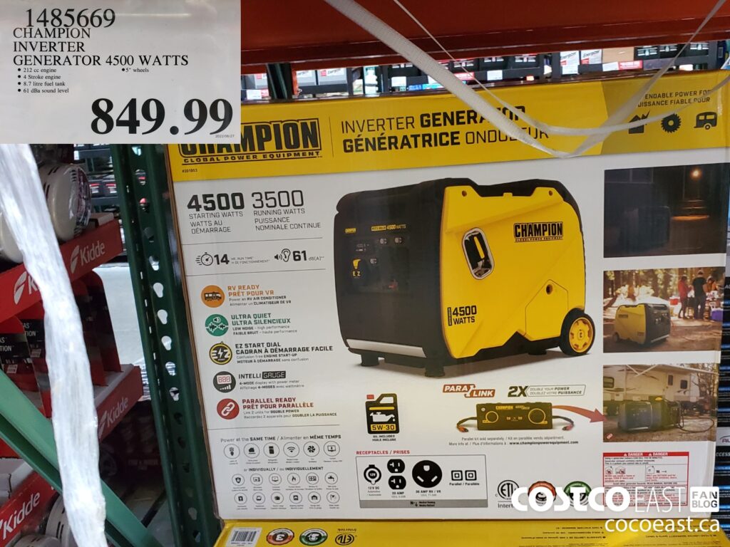 1485669 CHAMPION INVERTER GENERATOR 4500 WATTS 849 99 - Costco East Fan ...