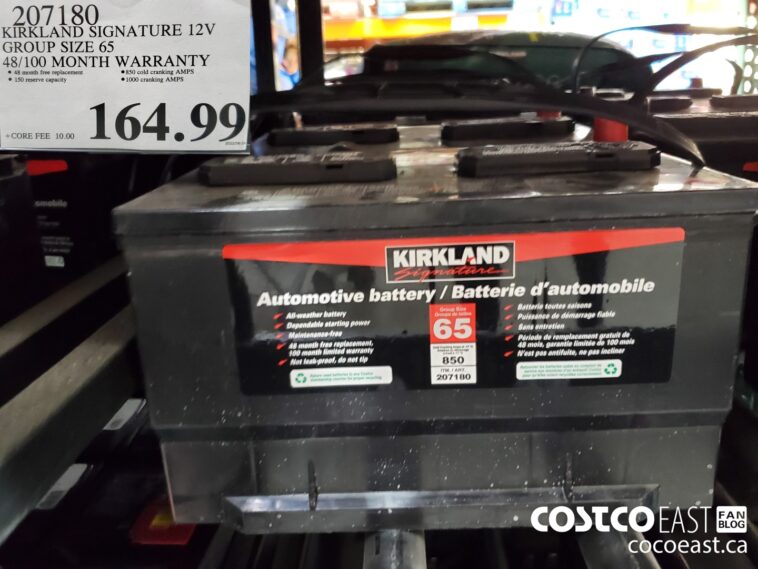 207180 KIRKLAND SIGNATURE 12V GROUP SIZE 65 48 100 MONTH WARRANTY 164 99 Costco East Fan Blog