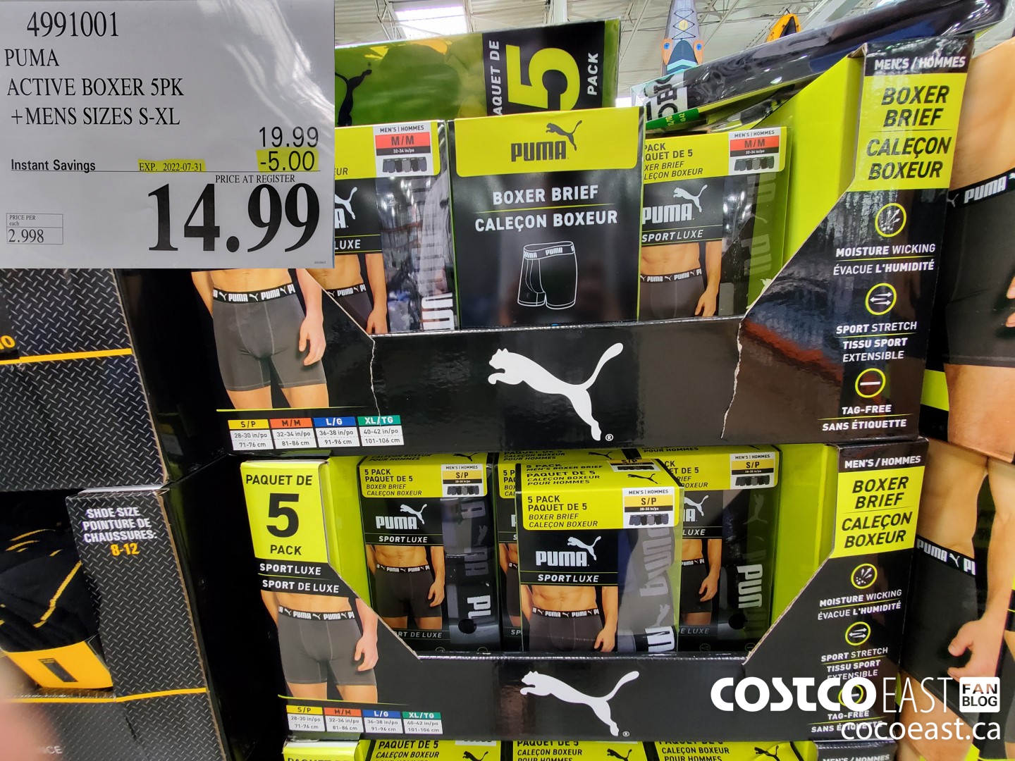 PUMA BOXER 5PK MENS SIZES S-XL at Costco Brant St Burlington