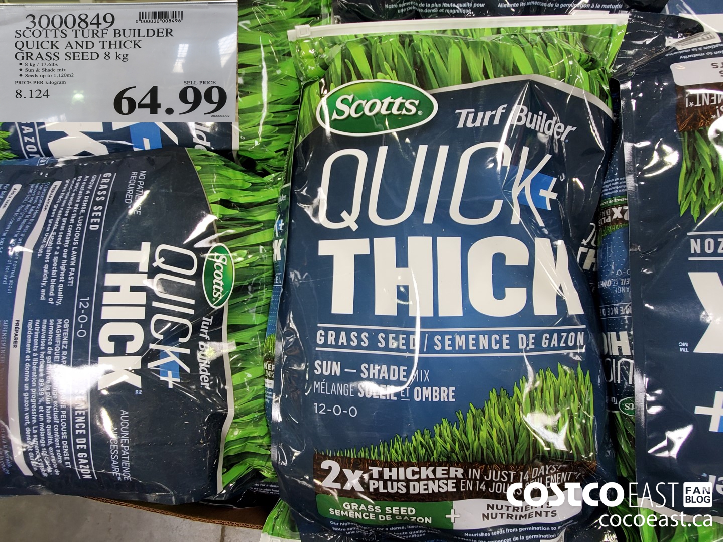 3000849 SCOTTS TURF BUILDER QUICK AND THICK GRASS SEED 8 kg 64 99