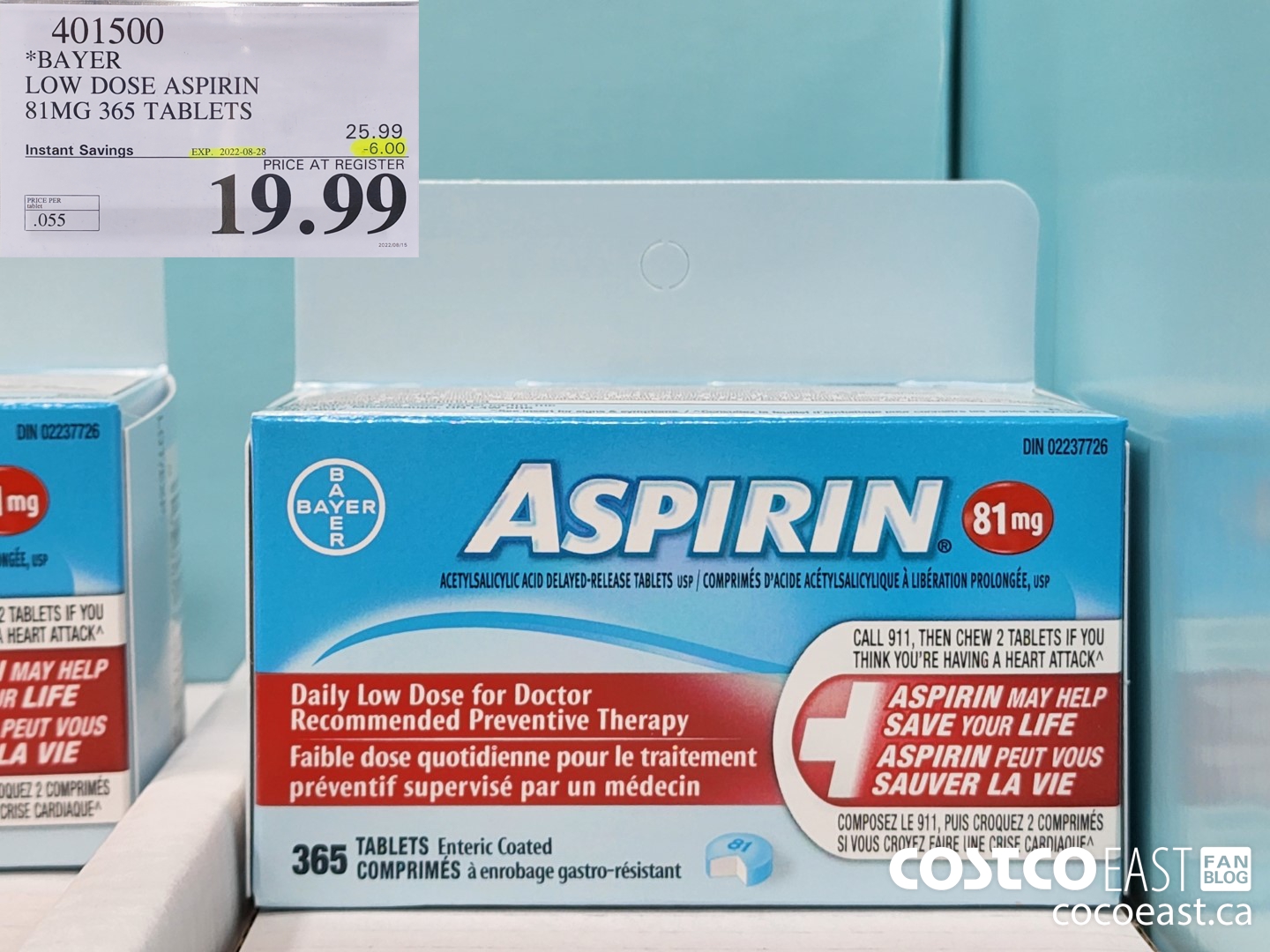 401500 BAYER LOW DOSE ASPIRIN 81MG 365 TABLETS 6 00 INSTANT SAVINGS