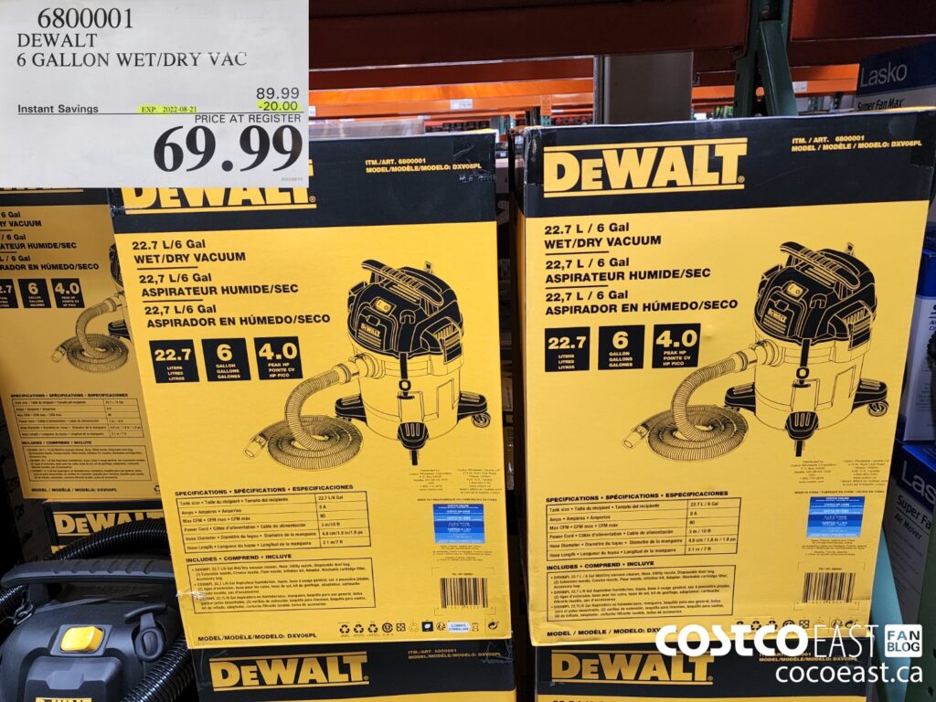 6800001 DEWALT 6 GALLON WET DRY VAC 20 00 INSTANT SAVINGS EXPIRES ON