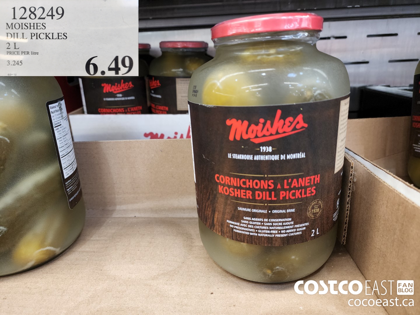 128249 MOISHES DILL PICKLES 2 L 6 49 Costco East Fan Blog