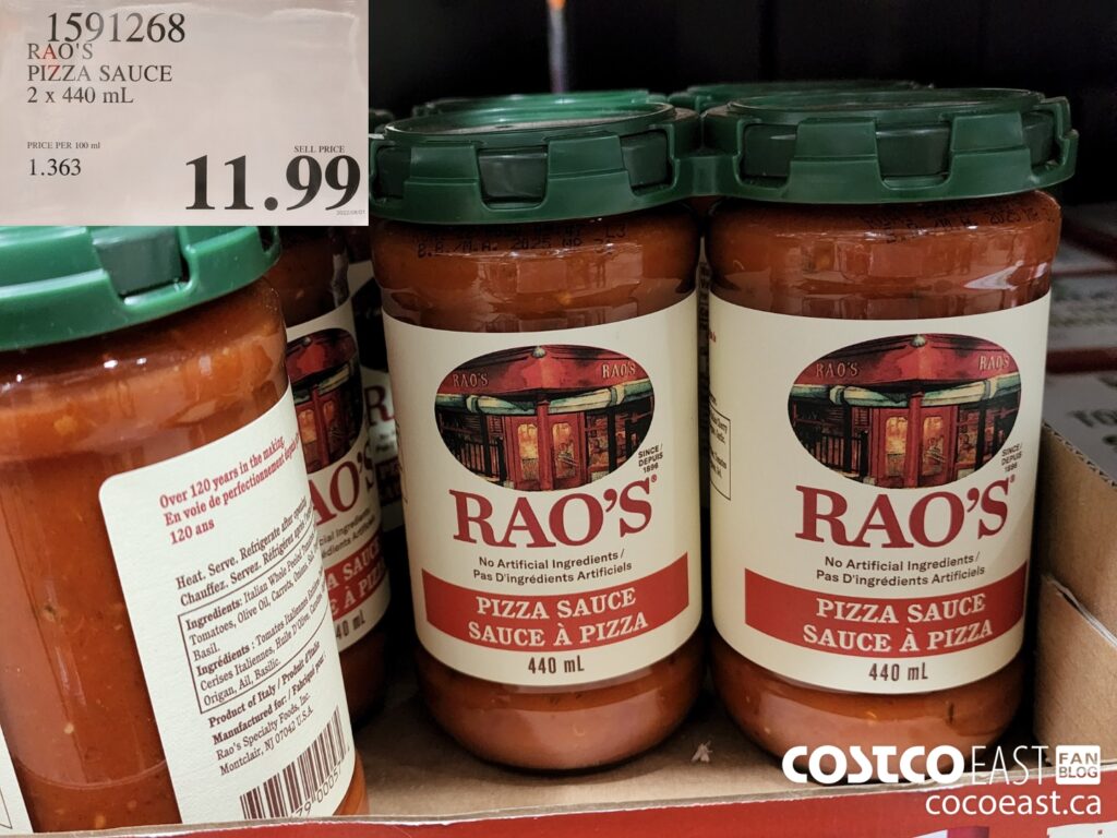 1591268 RAO S PIZZA SAUCE 2 X 440 mL 11 99 Costco East Fan Blog