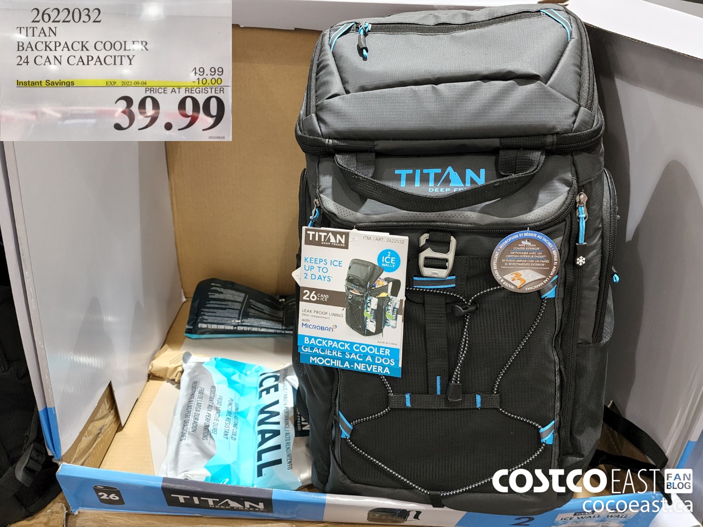 2622032 TITAN BACKPACK COOLER 24 CAN CAPACITY 10 00 INSTANT SAVINGS EXPIRES  ON 2022 09 04 39 99 - Costco East Fan Blog