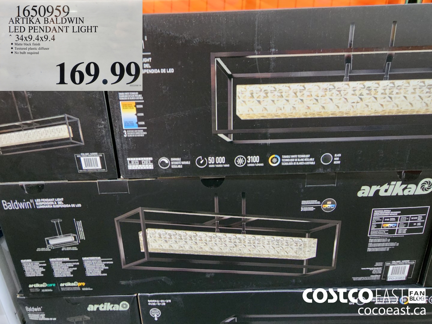 1650959 ARTIKA BALDWIN LED PENDANT LIGHT 34 X 9 4 X 9 4 169 99 Costco