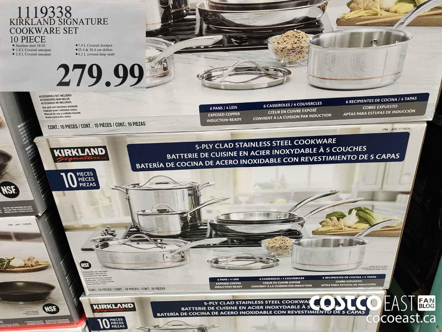 The Kirkland 10-Piece 5-ply Stainless Steel Cookware set is a