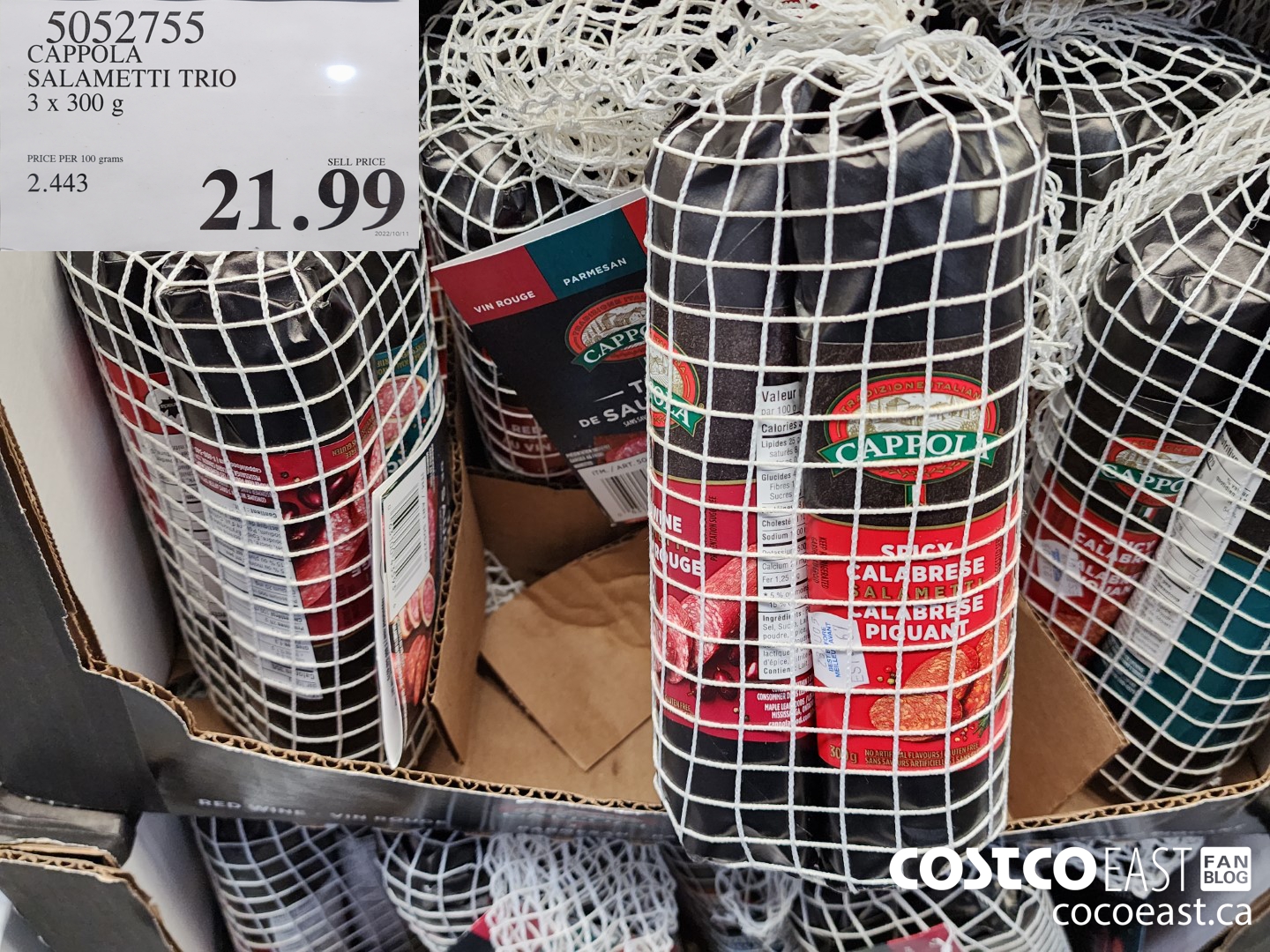 5052755 CAPPOLA SALAMETTI TRIO 3 x 300 g 21 99 Costco East Fan Blog