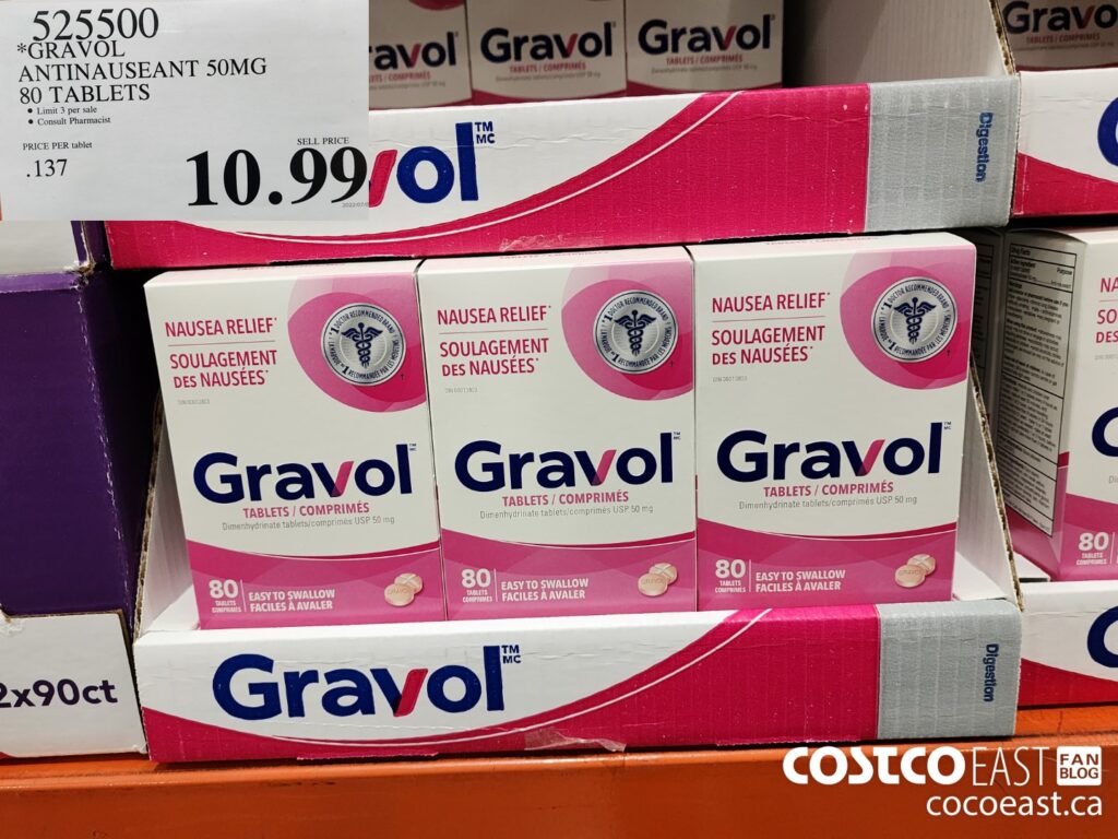 525500 GRAVOL ANTINAUSEANT 50MG 80 TABLETS 10 99 Costco East Fan Blog