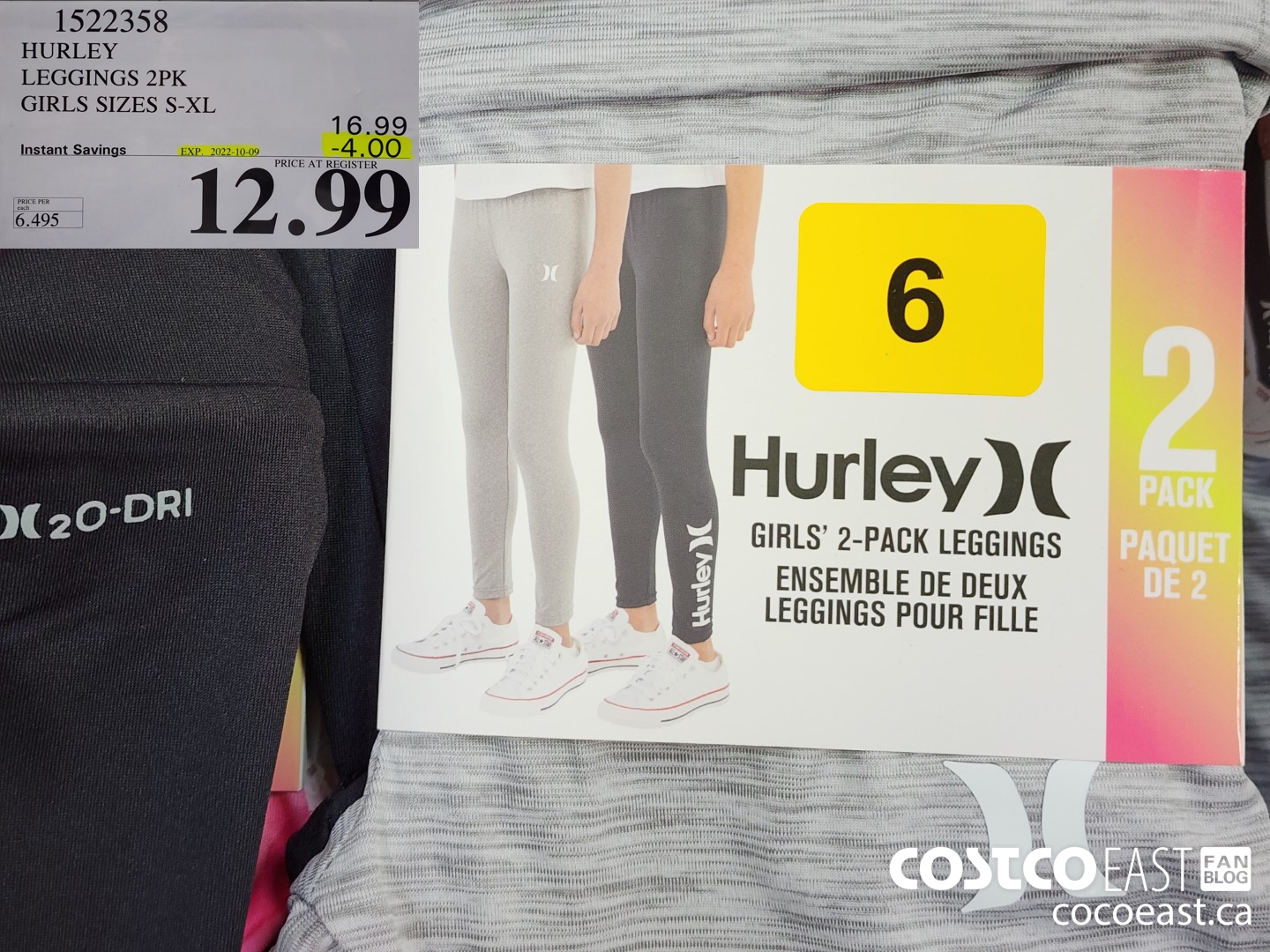 1522358 HURLEY LEGGINGS 2PK GIRLS SIZES S XL 4 00 INSTANT SAVINGS EXPIRES ON 2022 10 09 12 99 Costco East Fan Blog