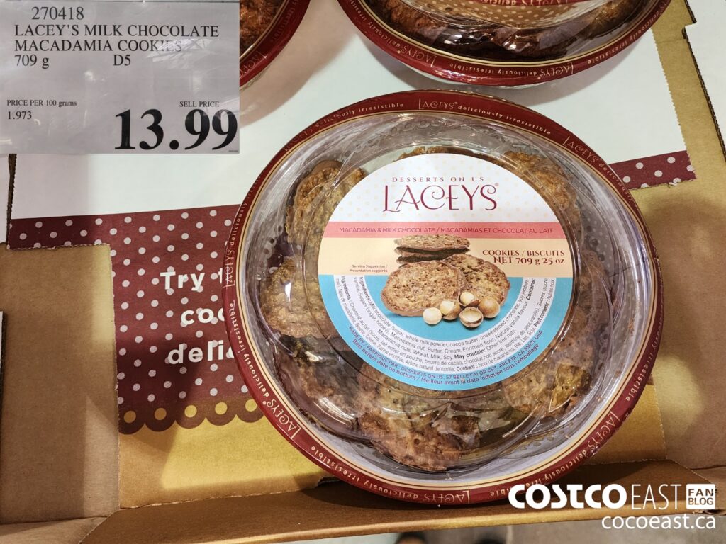 270418 LACEY S MILK CHOCOLATE MACADAMIA COOKIES 709 g 13 99 Costco