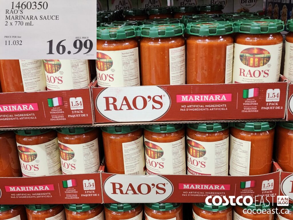 1460350 RAO S MARINARA SAUCE 2 x 770 mL 16 99 Costco East Fan Blog