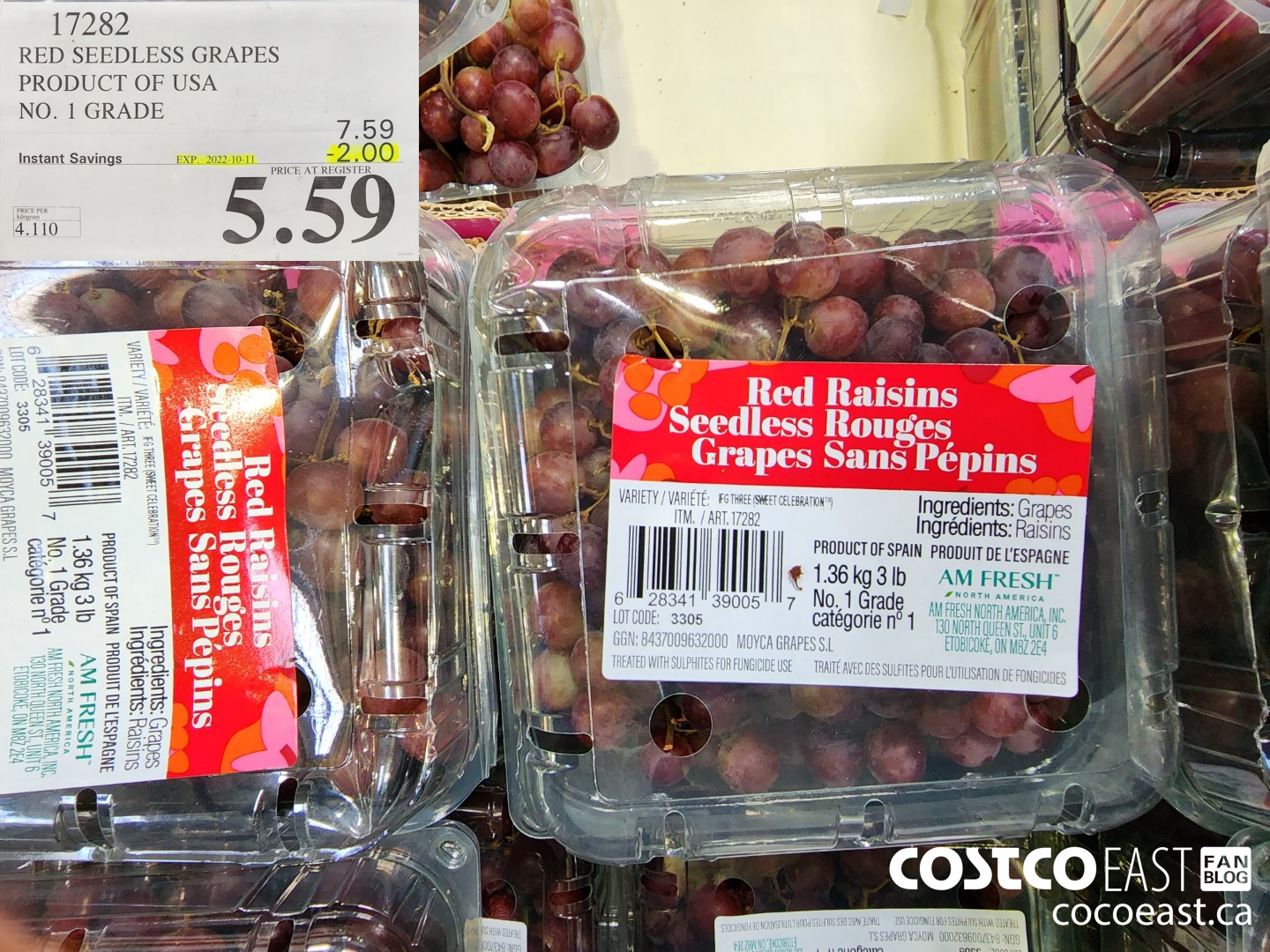 17282 RED SEEDLESS GRAPES PRODUCT OF MEXICO NO 1 GRADE 2 00
