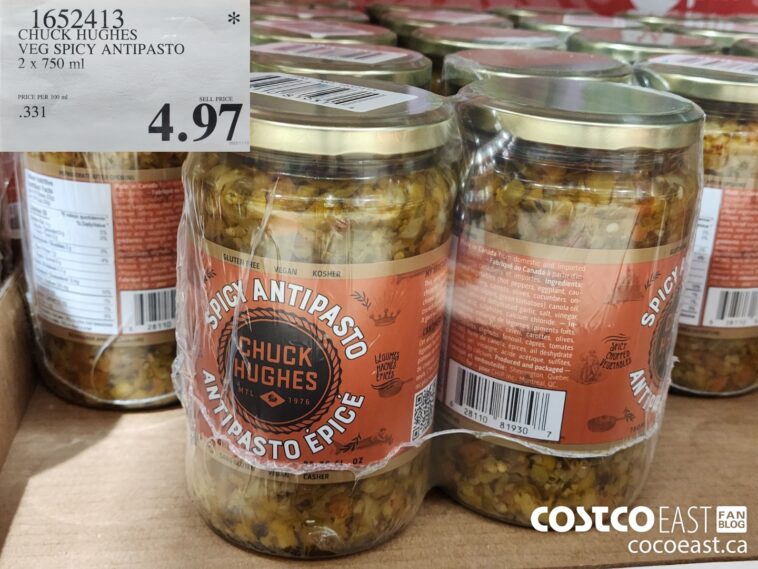 1652413 CHUCK HUGHES VEG SPICY ANTIPASTO 2 X 750 ml 4 97 Costco East