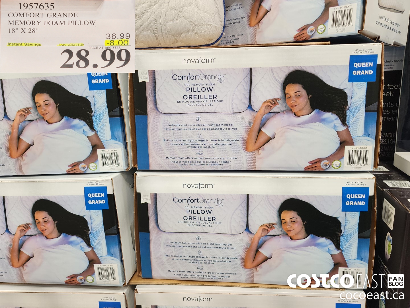 1957635 COMFORT GRANDE MEMORY FOAM PILLOW 18 x 28 8 00 INSTANT SAVINGS EXPIRES ON 2022 11 20 28 99 Costco East Fan Blog