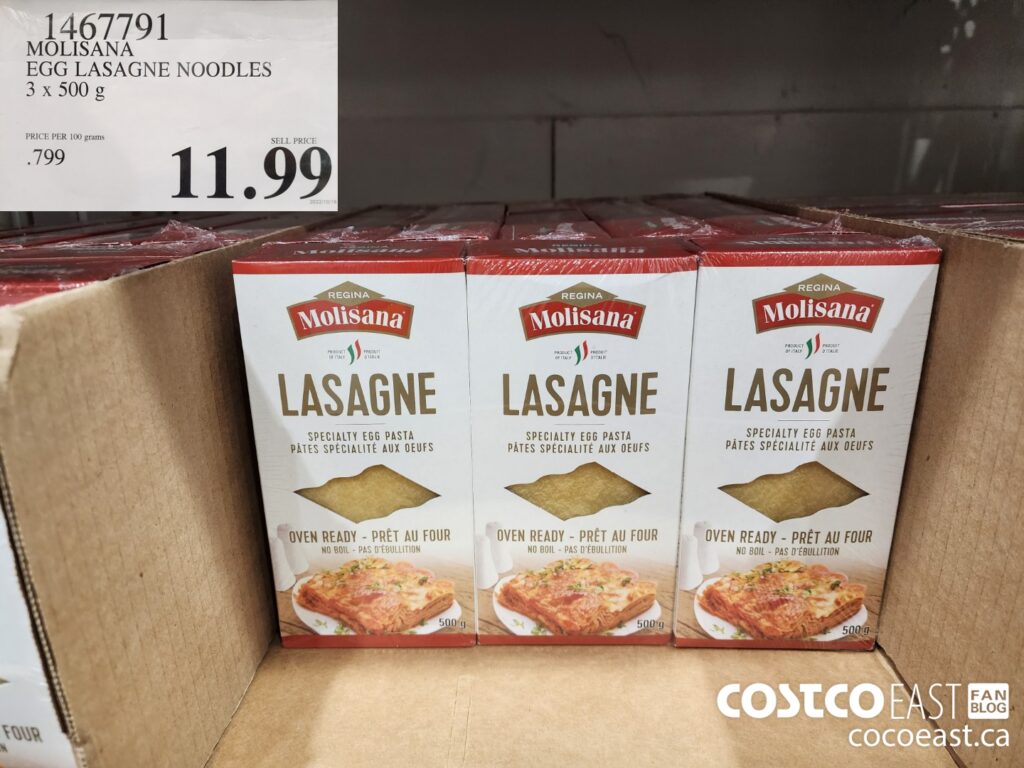 1467791 MOLISANA EGG LASAGNE NOODLES 3 x 500 g 11 99 Costco East Fan Blog