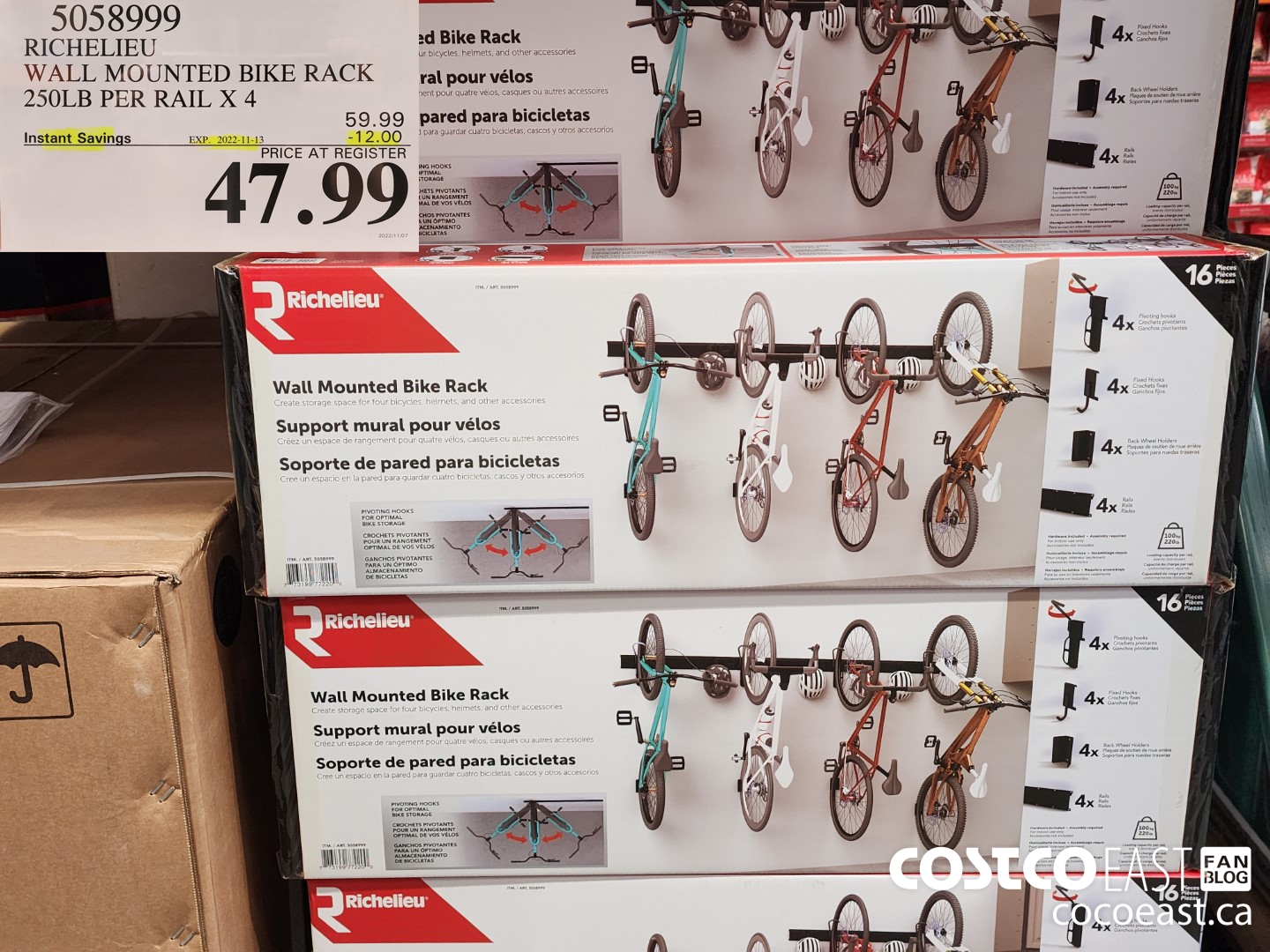 5058999 RICHELIEU ALL MOUNTED BIKE RACK 250LB PER RAIL X 4 12 00 INSTANT SAVINGS EXPIRES ON 2022 11 13 47 99 Costco East Fan Blog