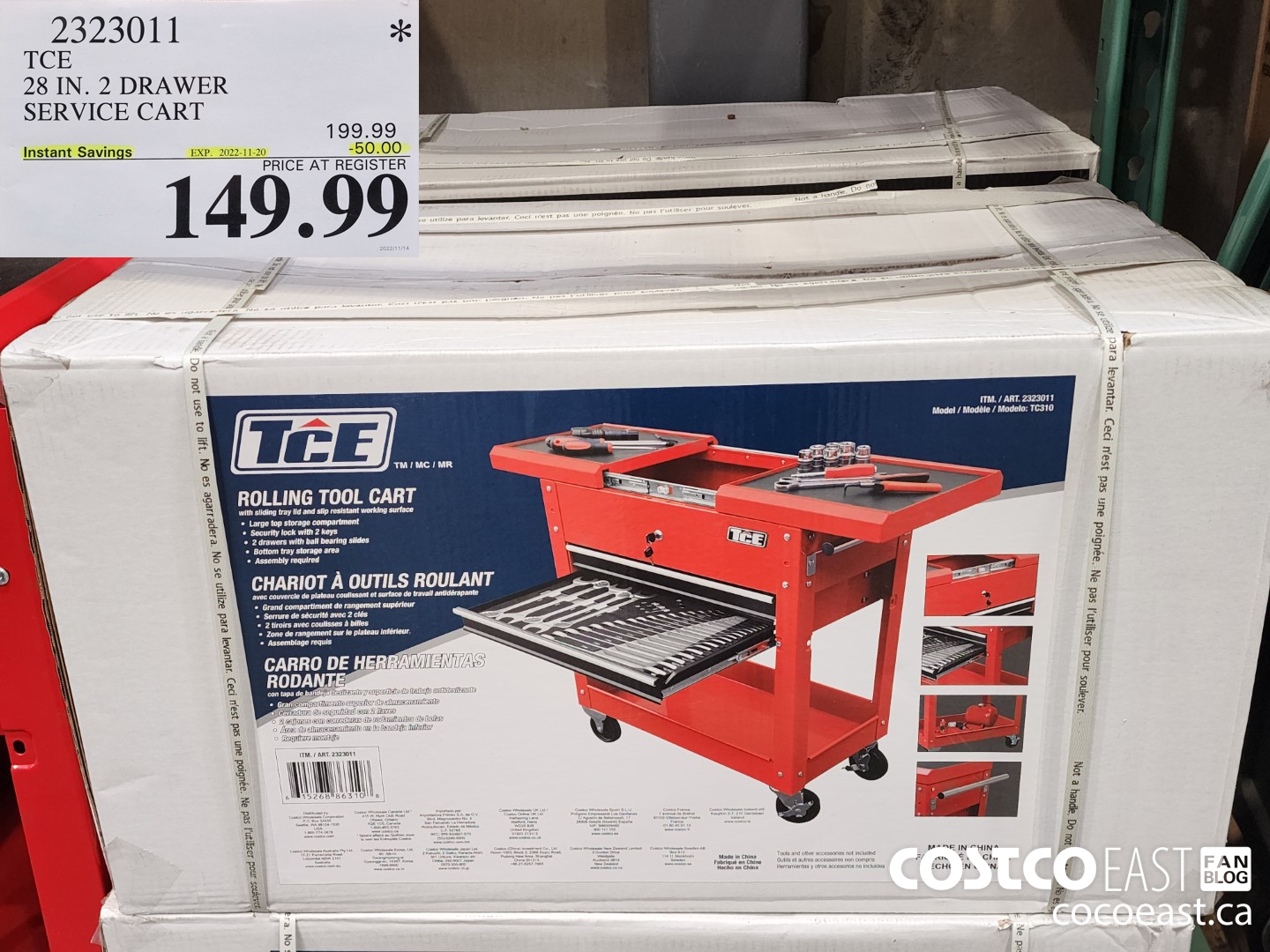 Costco Sale Items Flyer Sales Nov 14th 20th 2022 Ontario Quebec   TCE 28 IN 2 DRAWER SERVICE CART 20221114 64582 