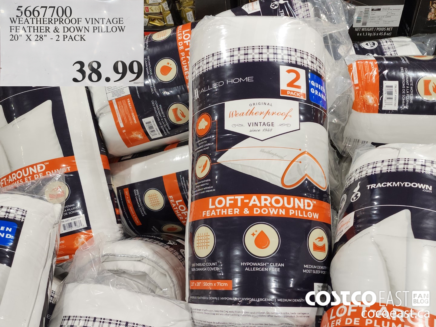 5667700 WEATHERPROOF VINTAGE FEATHER DOWN PILLOW 20 X 28 2 PACK 38 99 Costco East Fan Blog