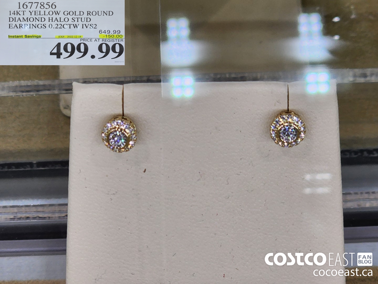 1677856 14KT YELLOW GOLD ROUND DIAMOND HALO STUD EARPINGS 0 22CTW IVS2 150 00 INSTANT SAVINGS EXPIRES ON 2022 12 18 499 99 Costco East Fan Blog
