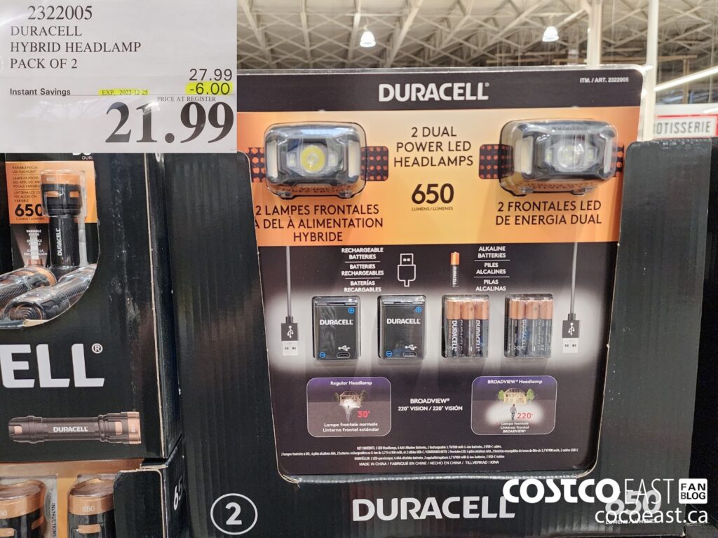 2322005 DURACELL HYBRID HEADLAMP PACK OF 2 6 00 INSTANT SAVINGS EXPIRES