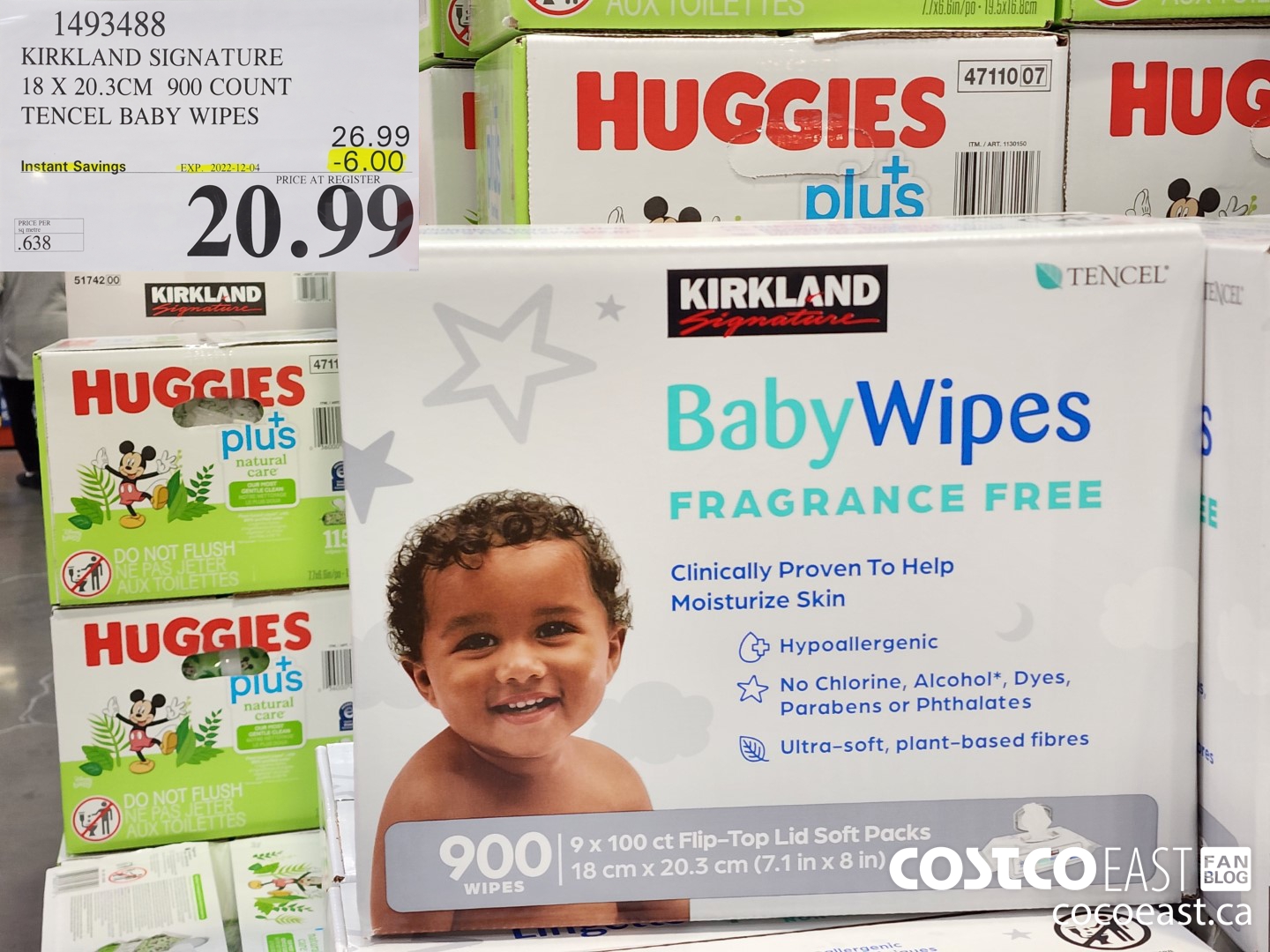 1493488 KIRKLAND SIGNATURE 18 X 20 3CM 900 COUNT TENCEL BABY WIPES 6 00 ...