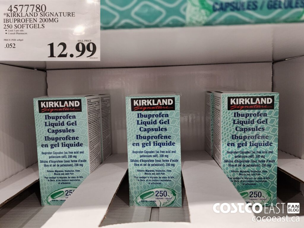 4577780 KIRKLAND SIGNATURE IBUPROFEN 200MG 250 SOFTGELS 12 99 Costco