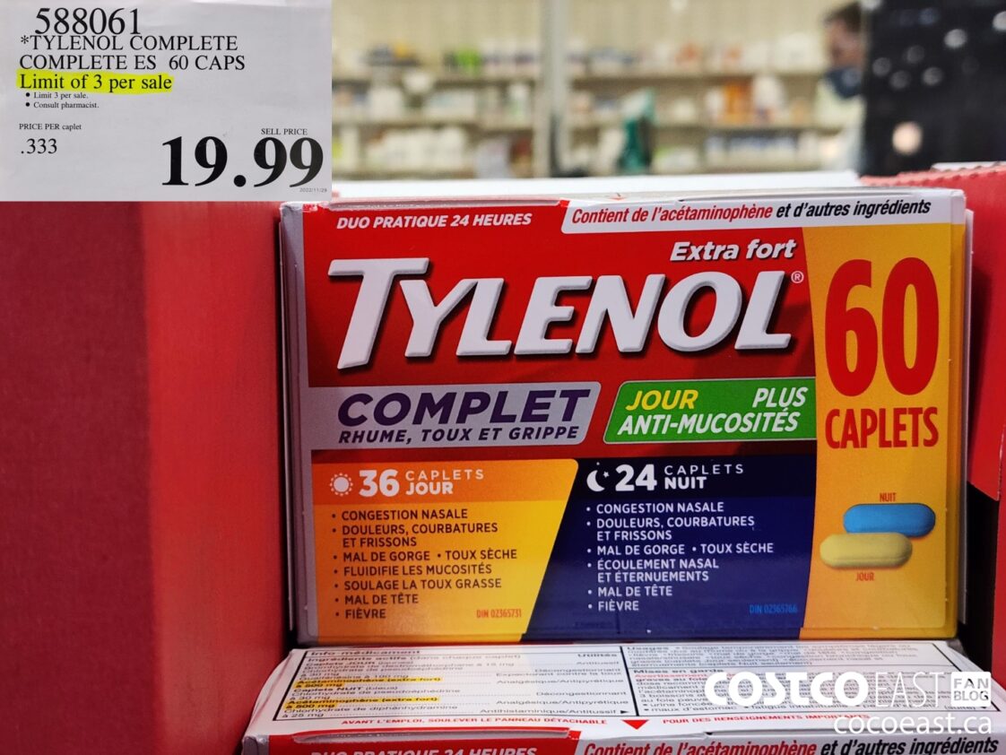 588061 TYLENOL COMPLETE ES 60 CAPS limit of 3 per sale 19 99 Costco