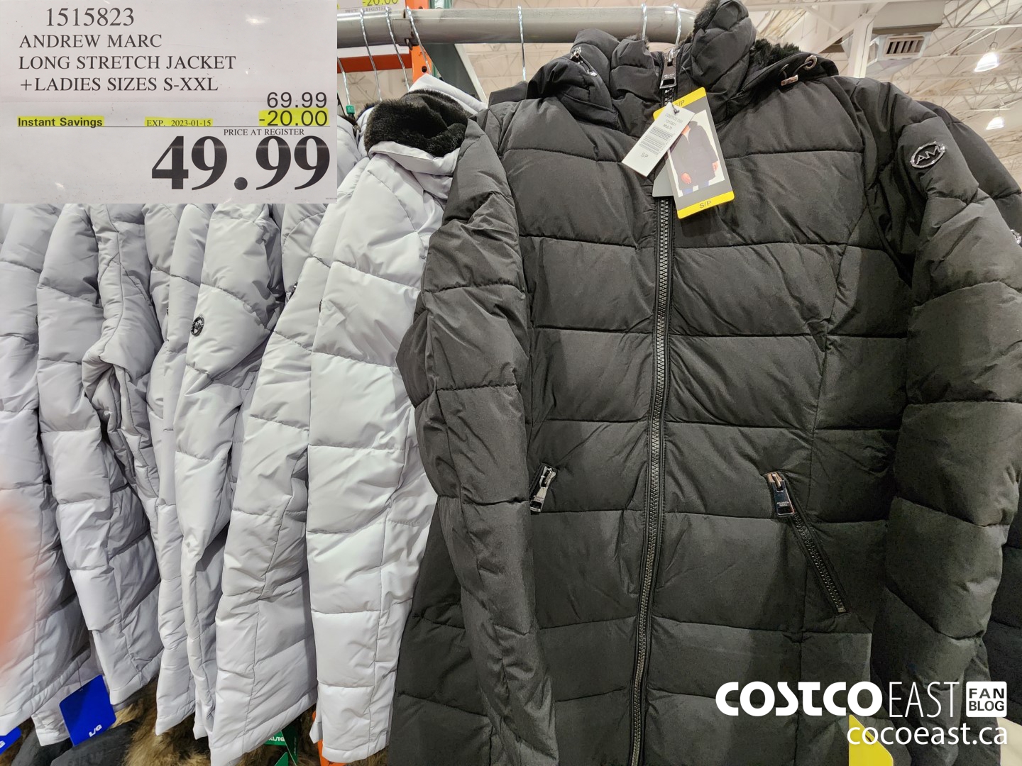 1515823 ANDREW MARC LONG STRETCH JACKET LADIES SIZES S XXL 20 00 INSTANT SAVINGS EXPIRES ON 2023 01 15 49 99 Costco East Fan Blog