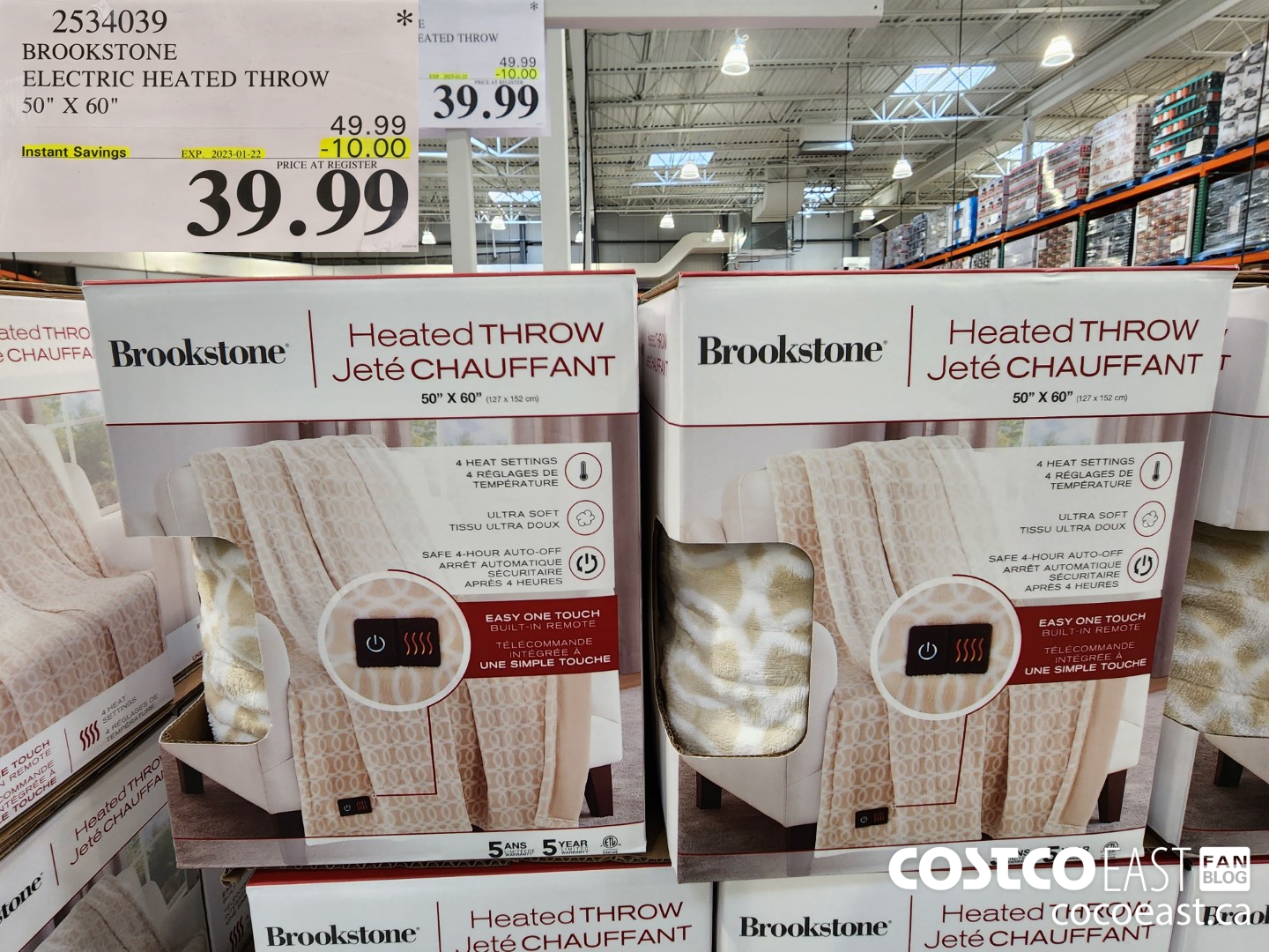 2534039 BROOKSTONE ELECTRIC HEATED THROW 50 x 60 10 00 INSTANT SAVINGS EXPIRES ON 2023 01 22 39 99 Costco East Fan Blog