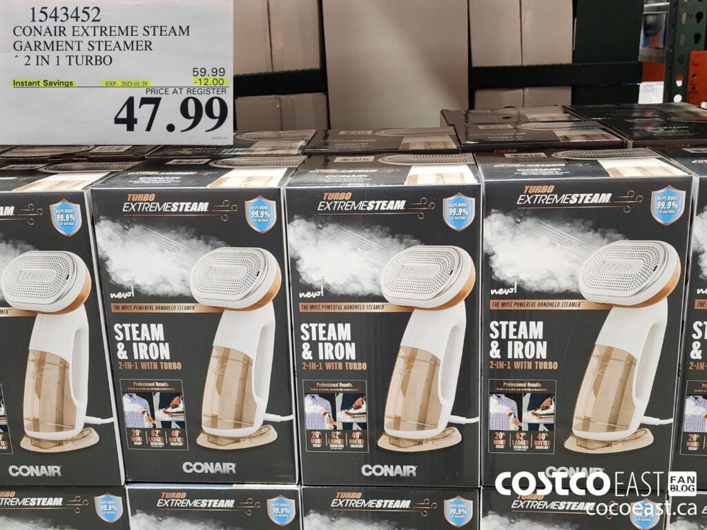 1543452 CONAIR EXTREME STEAM GARMENT STEAMER 2 IN 1 TURBO 12 00 INSTANT