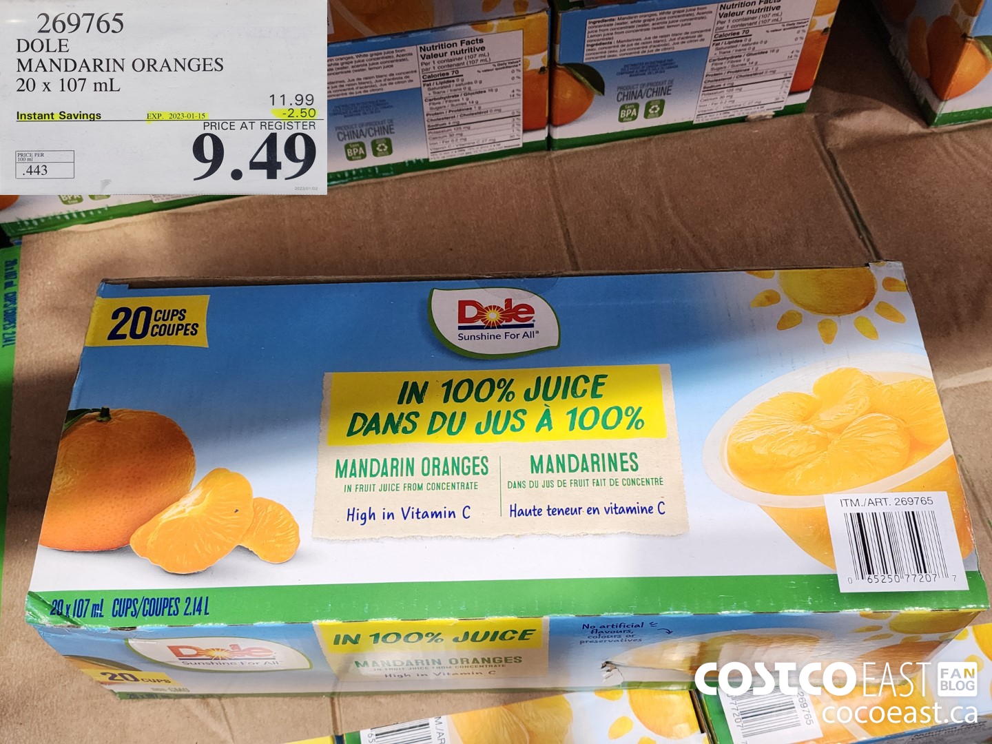 269765 DOLE MANDARIN ORANGES 20 X 107 ML 2 50 INSTANT SAVINGS EXPIRES