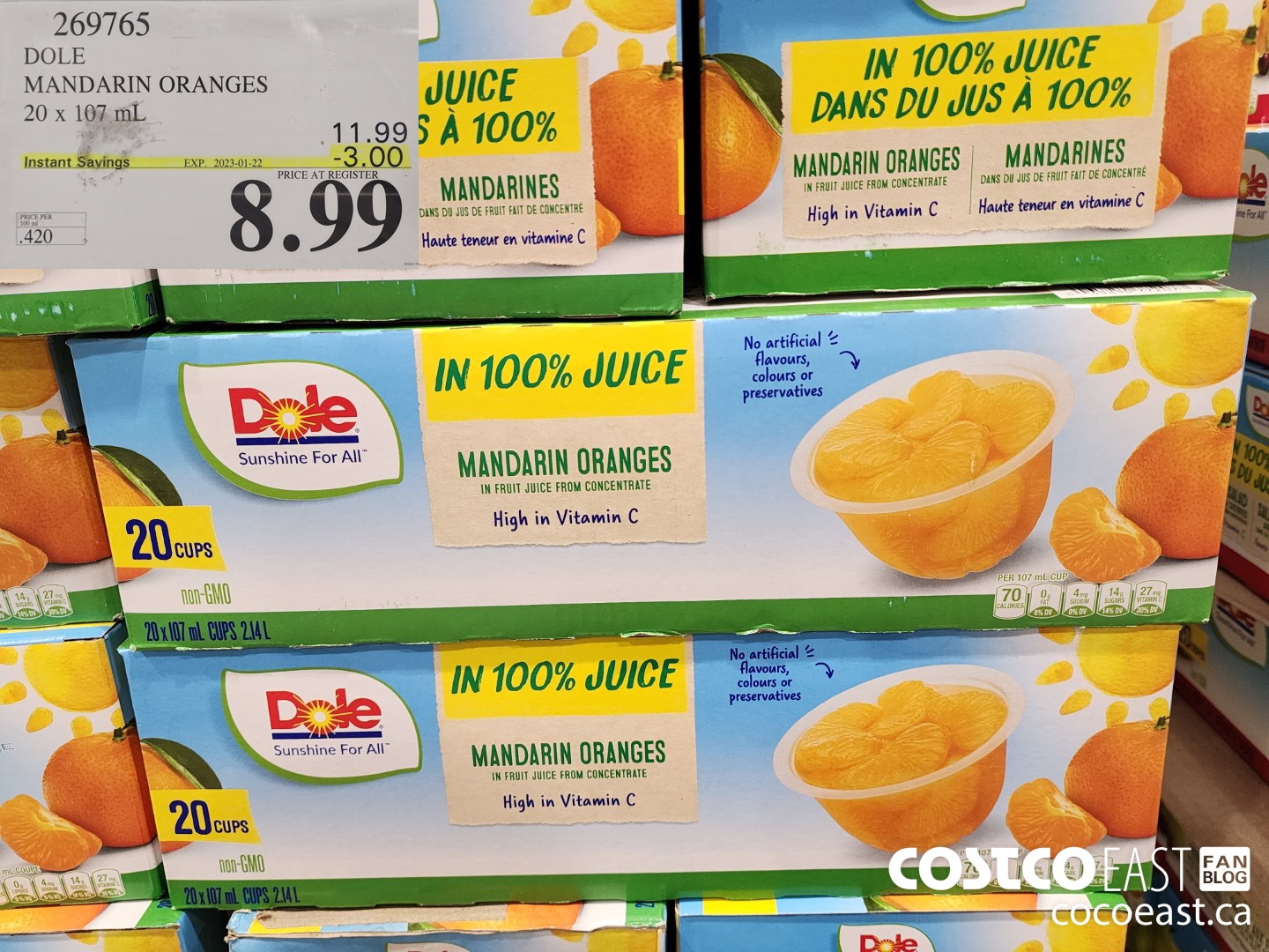 269765 DOLE MANDARIN ORANGES 20 X 107 ML 2 50 INSTANT SAVINGS EXPIRES