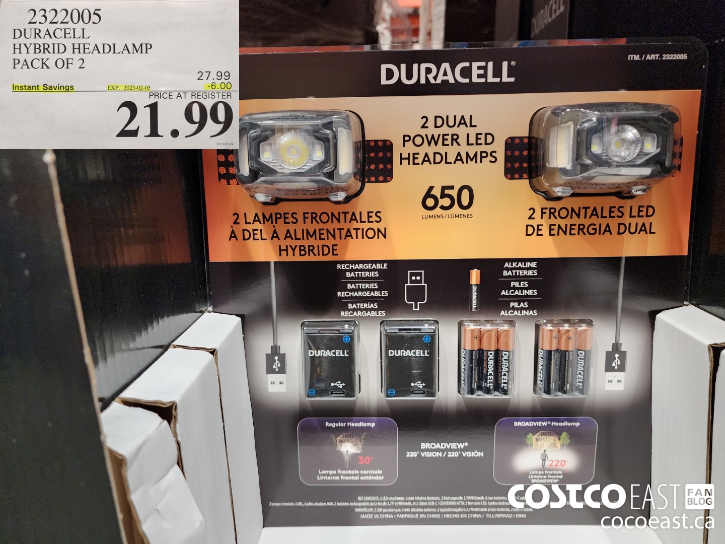 2322005 DURACELL HYBRID HEADLAMP PACK OF 2 6 00 INSTANT SAVINGS EXPIRES