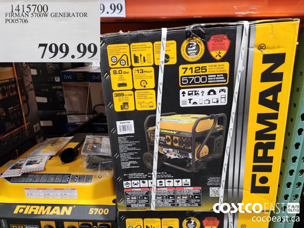 1415700 FIRMAN 5700W GENERATOR PO05706 799 99 - Costco East Fan Blog