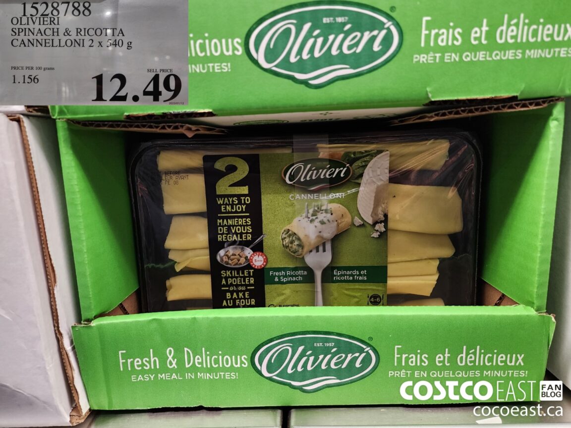 1528788 OLIVIERY SPINACH RICOTTA CANNELLONI 2 X 540 G 12 49 - Costco ...