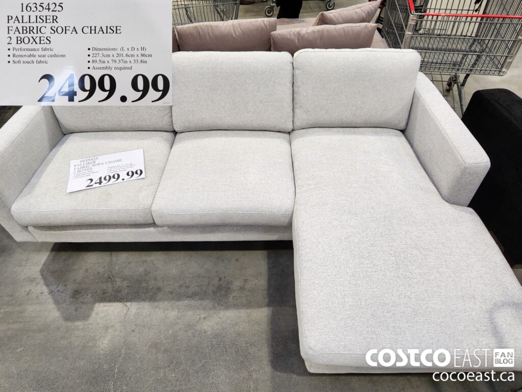 1635425 PALLISER FABRIC SOFA CHAISE 2 BOXES 2499 99 Costco East Fan Blog