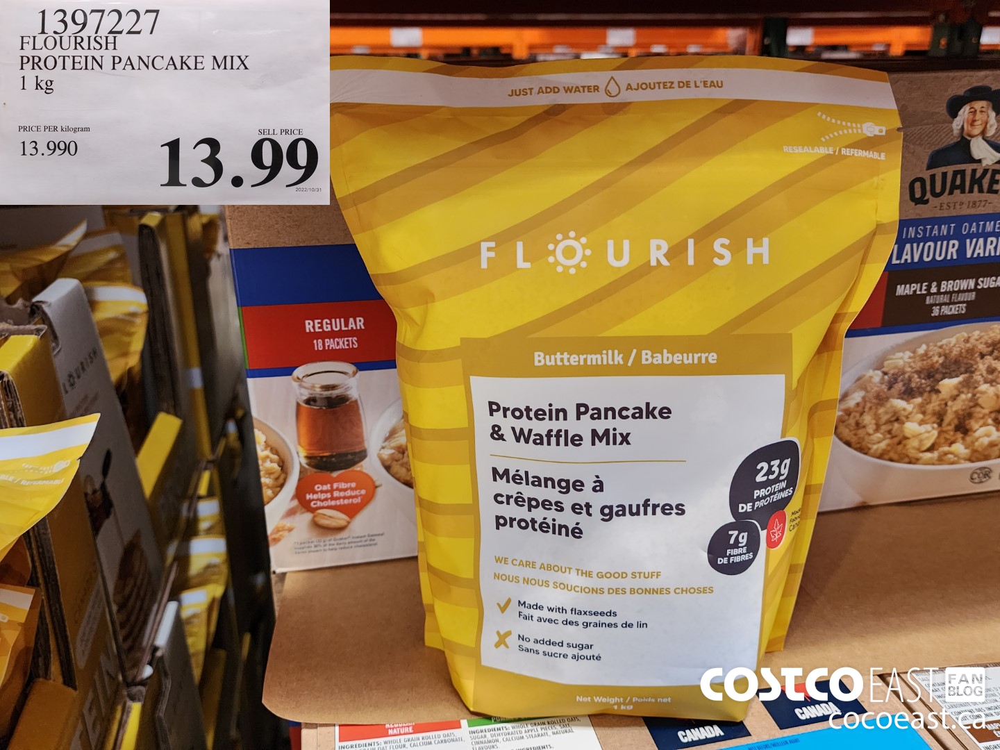 1397227 FLOURISH PROTEIN PANCAKE MIX 1KG 13 99 Costco East Fan Blog