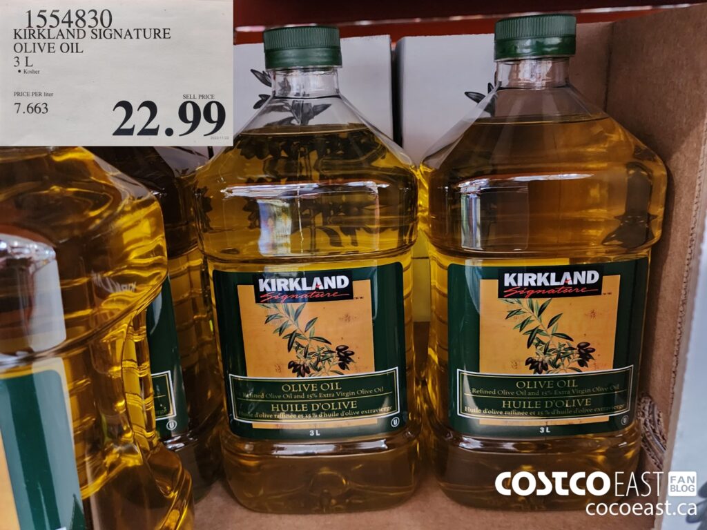1554830 KIRKLAND SIGNATURE OLIVE OIL 3L 22 99 Costco East Fan Blog