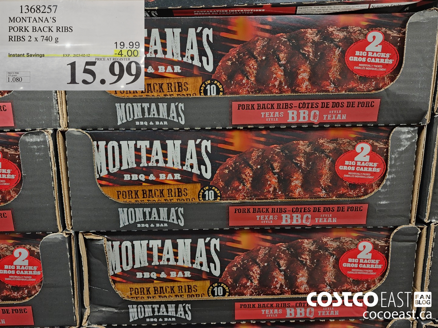 1368257 MONTANA S TEXAN BBQ PORK BACK RIBS 2 X 740 G 4 00 INSTANT