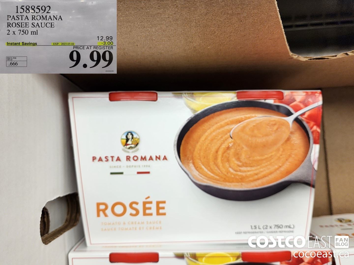 1588592 PASTA ROMANA ROSE SAUCE 2 x 750 ml 3 00 INSTANT SAVINGS EXPIRES ON  2023 03 02 9 99 - Costco East Fan Blog