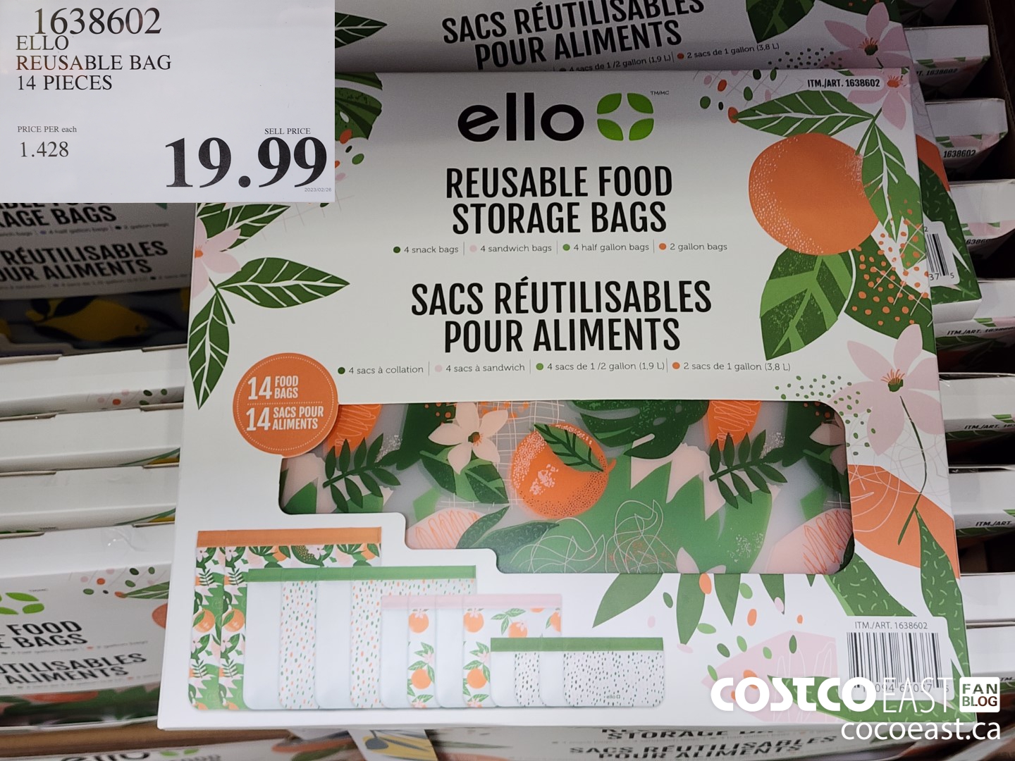 Sacs de conservation des aliments réutilisables Ello, 14 pièces