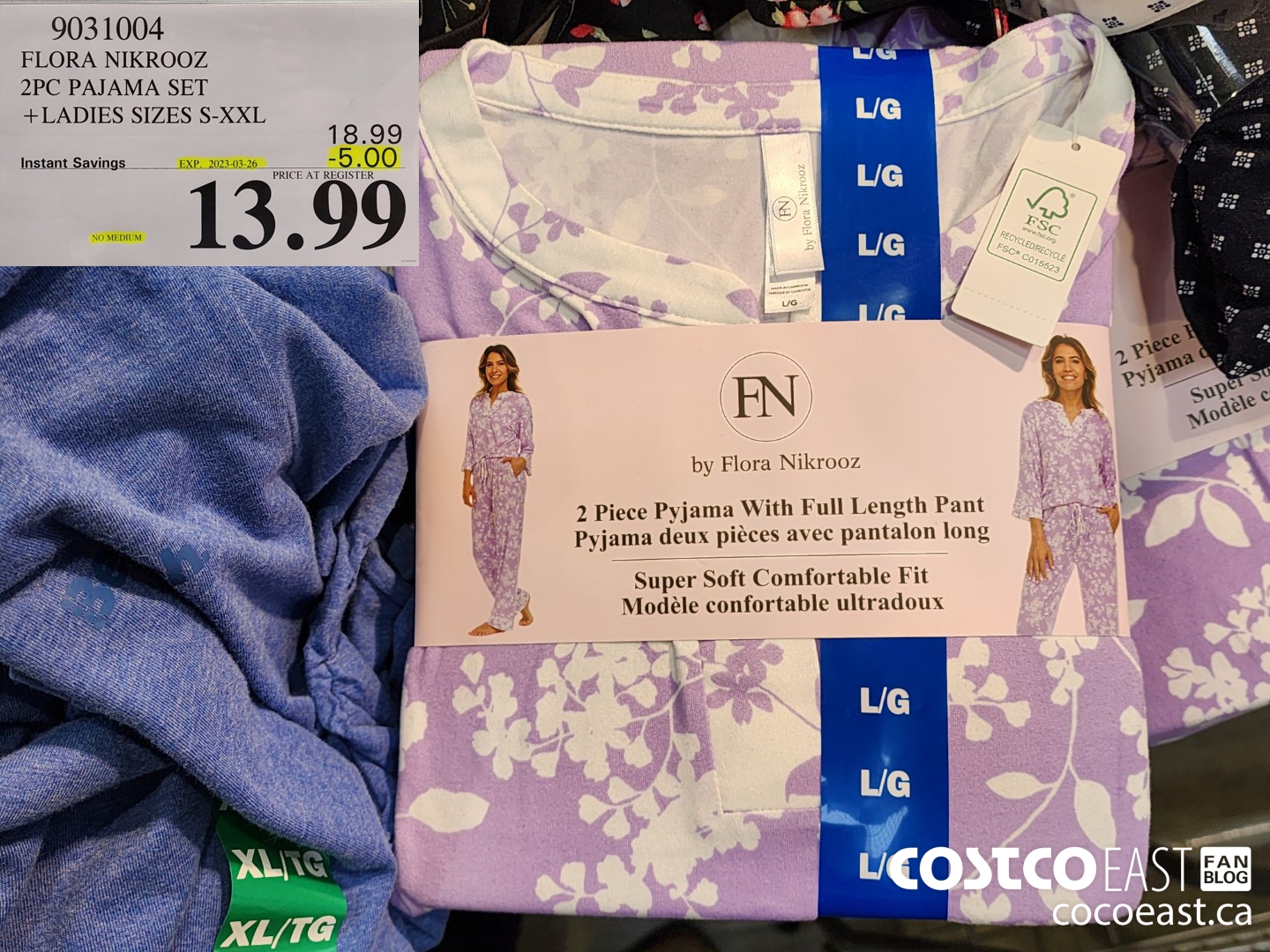 9031004 FLORA NIKROOZ 2PC PAJAMA SET LADIES SIZES S XXL 5 00 INSTANT SAVINGS EXPIRES ON 2023 03 26 13 99 Costco East Fan Blog
