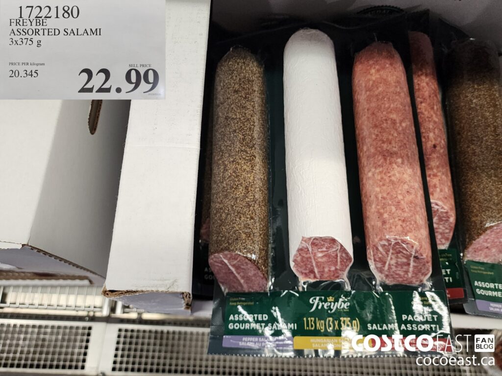 1722180 FREYBE ASSORTED SALAMI 3x375 g 22 99 Costco East Fan Blog