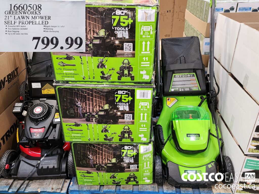 1660508 GREENWORKS 21 SELF PROPELLED MOWER 799 99 Costco East Fan Blog