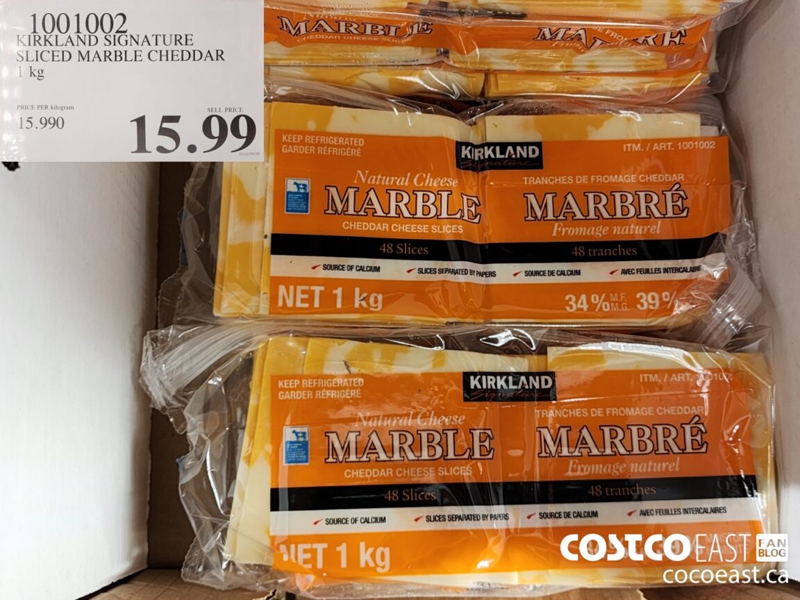 1001002 KIRKLAND SIGNATURE SLICED MARBLE CHEDDAR 1 KG 15 99 - Costco ...