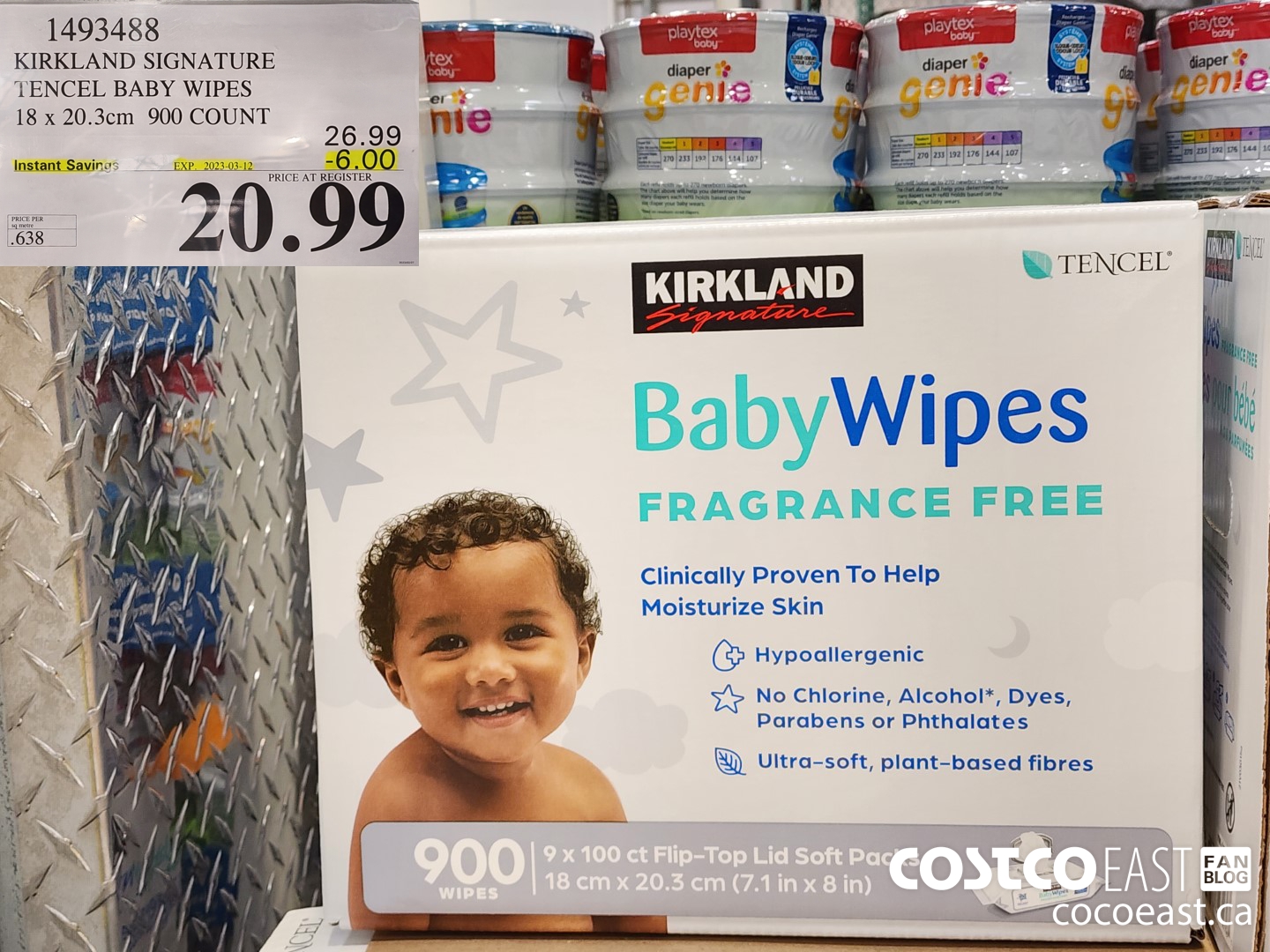 1493488 KIRKLAND SIGNATURE TENCEL BABY WIPES 18 X 20 3CM 900 COUNT 6 00