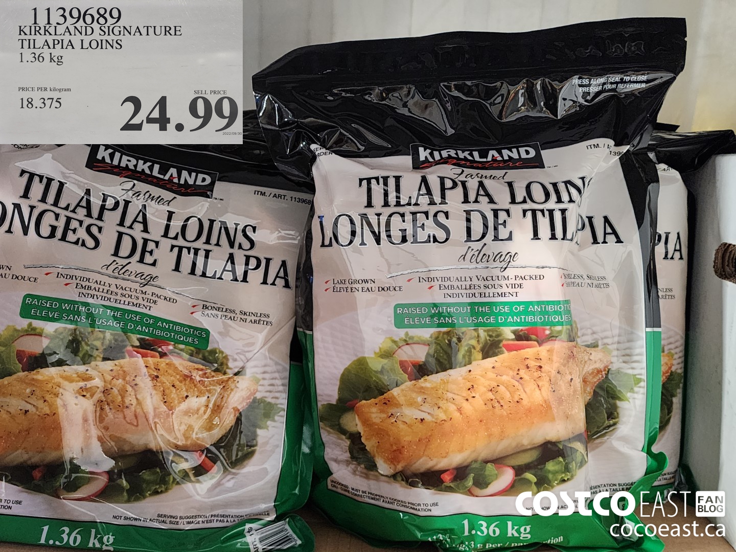 1139689 KIRKLAND SIGNATURE TILAPIA LOINS 1 36 KG 24 99 Costco East